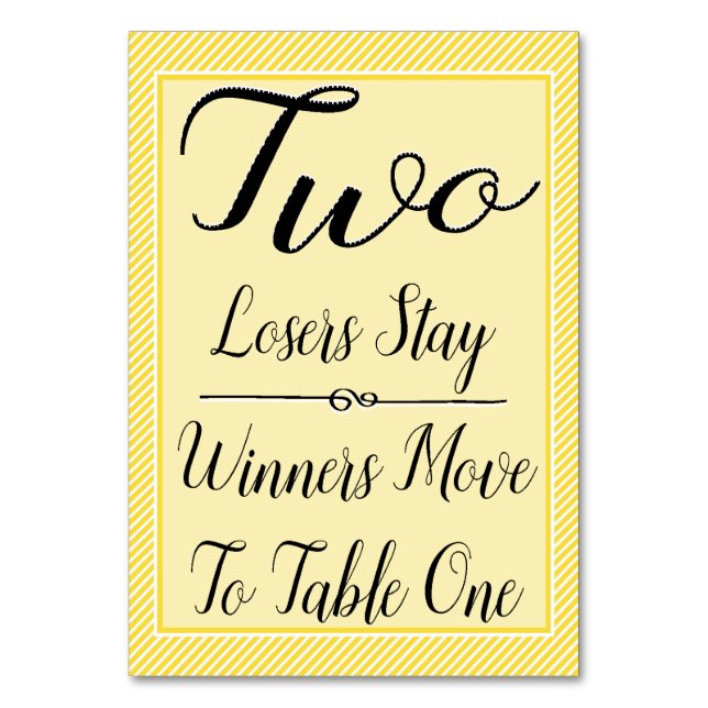 Carte Table Bunco #2 - Bande Jaune Élégante (Dos)