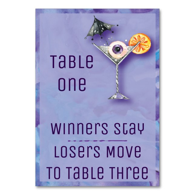 Carte table Bunco Halloween - Table 1 Boisson (Par défaut)
