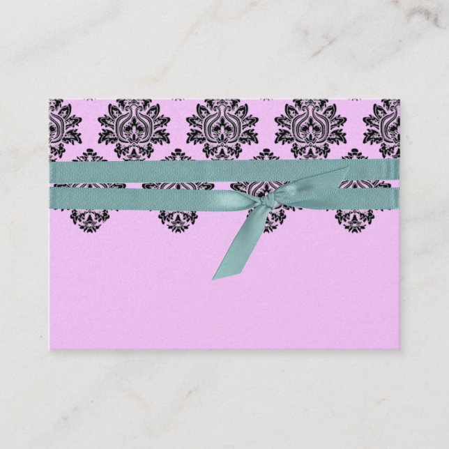 Carte table Damask rose et turquoise (Devant)