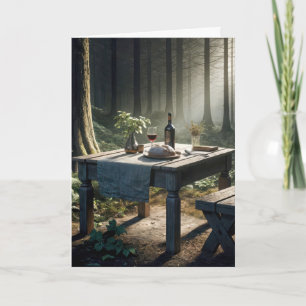 Carte Table d'anniversaire dans une forêt