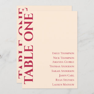 Carte Table de mariage contemporaine élégant Tableau de 