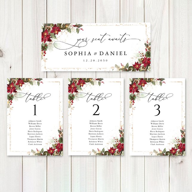 Carte Table de tête du Mariage Rustique Pine Poinsettia (Créateur téléchargé)