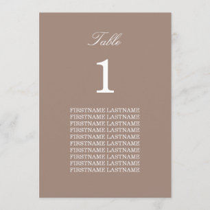 Carte table Taupe Noms Invités
