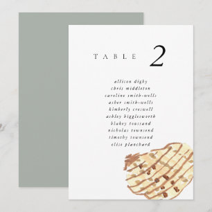 Carte Tableau de mariage Watercolor Seashell Beach 5x7"