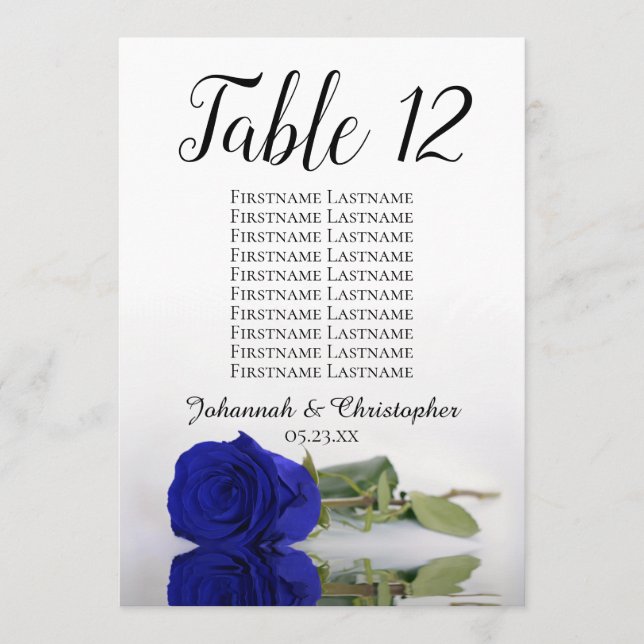 Carte Tableau des Mariages de Rose Royal Bleu Grand (Devant)