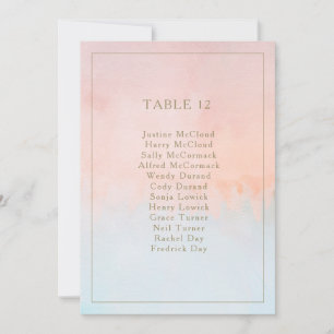 Carte Tableau des numéros des tables des coucher de sole