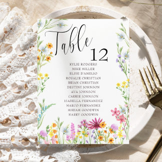 Carte Tableau du Mariage fleur sauvage N'importe quel ta