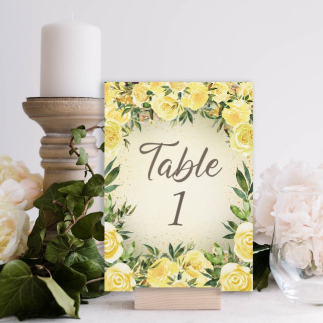 Carte Tableau Mariage floral jaune (Créateur téléchargé)