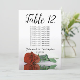 Carte Tableau Mariage Rose orange rouille Grande table