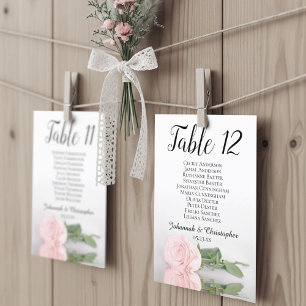 Carte Tableau Mariage rose vif Grande table de siège