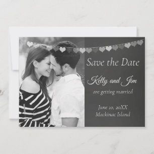 Carte Tableau noir et blanc Photo Enregistrer la date