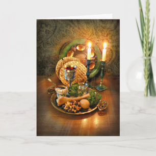 Carte Tableau, vin et Matzah de Seder de pâque