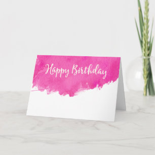 Carte Tache de peinture aquarelle rose Joyeux Anniversai
