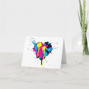 Carte Tache de peinture en forme de cœur Éclaboussure d'