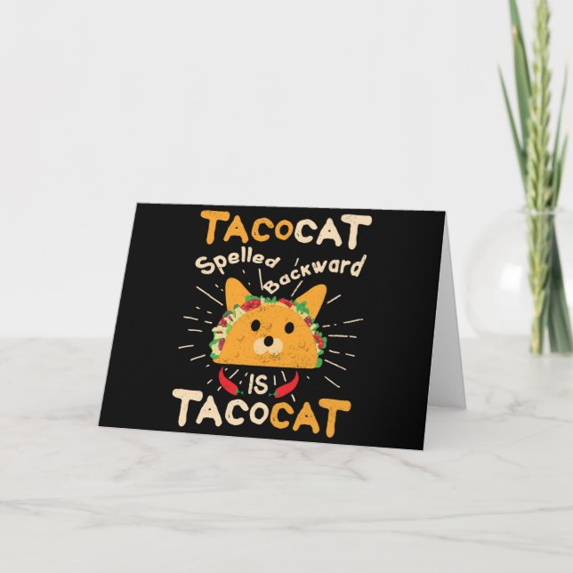 Carte Tacocat épelé à l'envers Cinco de Mayo Cat Taco (Devant)
