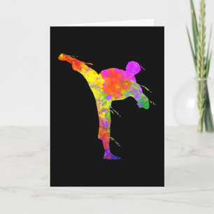 Carte Tae Kwon Do Karate Colorful Silhouette for Girls
