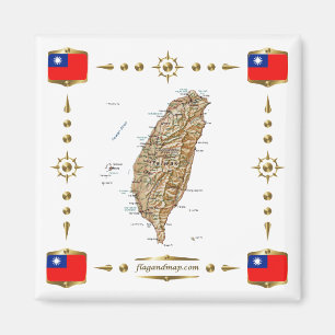 Carte Taïwan + Magnet des drapeaux
