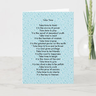 Carte Take Time Greeting Card