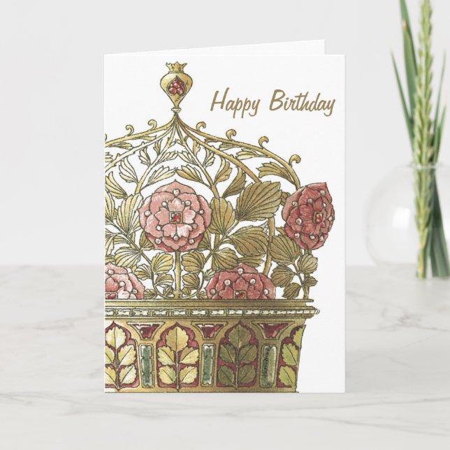 Carte Tal Golden Crown Avec Anniversaire Rose (Devant)