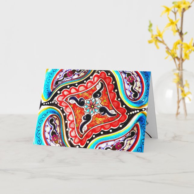 Carte Talavera Colorée Mexique Salutation (Fleur jaune)