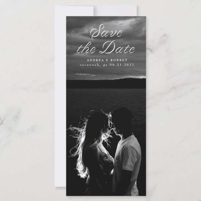 Carte Tall Ribbon Script Save the Date Card (Devant)