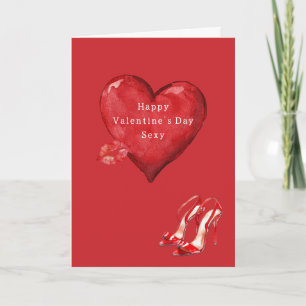 Carte Talons Hauts Rouge Cœur Baiser Saint Valentin