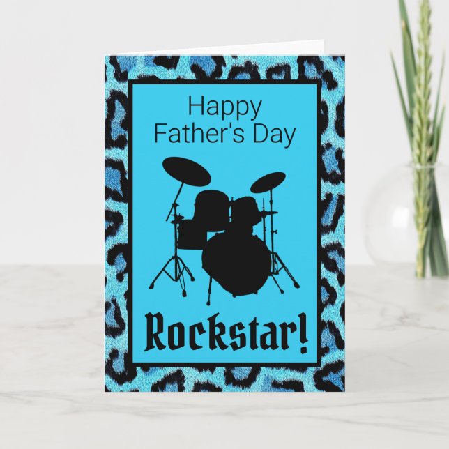 Carte Tambour Fête des pères musicien Rockstar tambours (Devant)