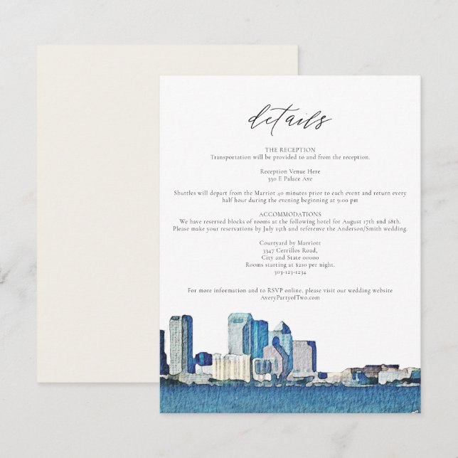 Carte TAMPA FLORIDA Watercolor Skyline Details (Devant / Derrière)