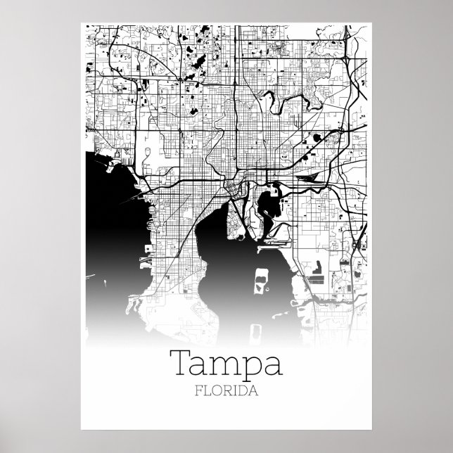 Carte Tampa - Floride - Carte de ville Poster (Devant)