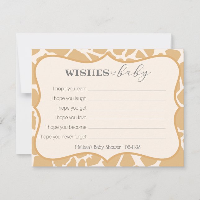 Carte Tan Baby Giraffe Voeux pour bébé (Devant)