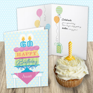 Carte Tante 60e anniversaire Nombre de gâteaux Bougies