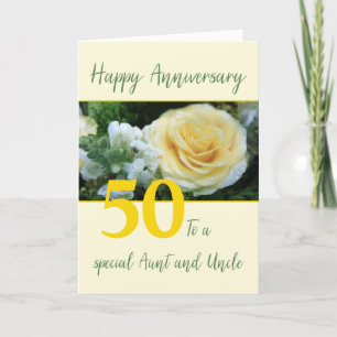 Carte Tante Anniversaire et Oncle Rose Jaune