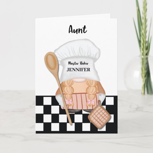 Carte Tante Anniversaire Whimsical Gnome Baker Baking (Devant)