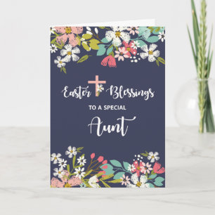 Carte Tante Bénédiction de Pâques de Fleurs Christ ressu