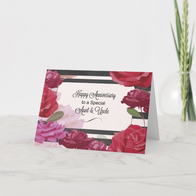 Carte Tante et oncle Mariage Rose de l'anniversaire (Devant)