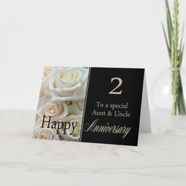 Carte Tante et oncle rose du 2e anniversaire du Mariage (Devant)