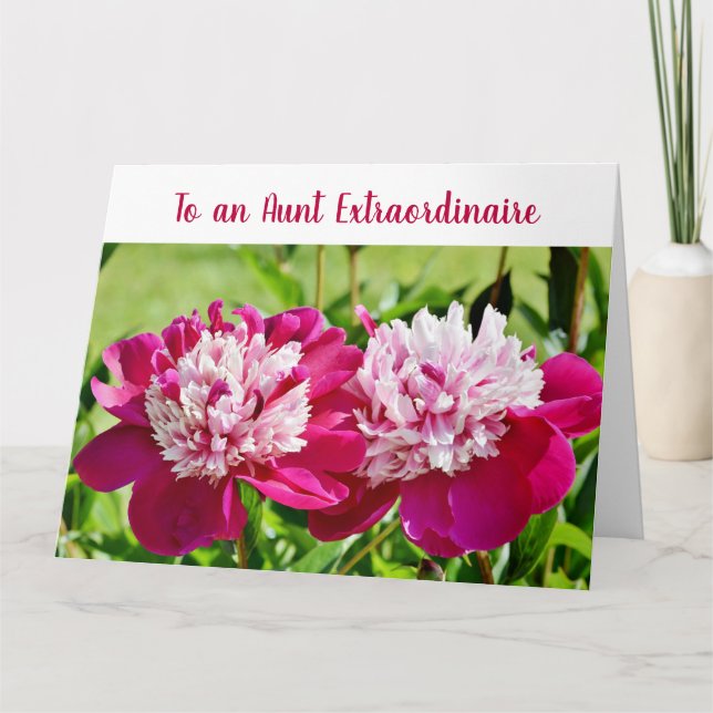 Carte Tante Extraordinaire BAE Love Peonies Élégant Chic (Devant)