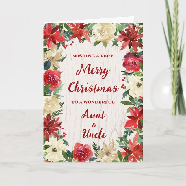 Carte Tante florale et oncle Joyeux Noël (Devant)