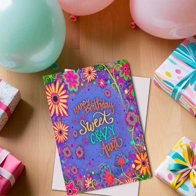 Carte Tante folle Anniversaire Plutôt Floral Amusant (Créateur téléchargé)