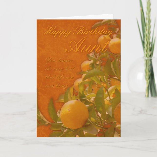 Carte Tante Joyeux Anniversaire Espagnol Orange Arbre, b (Devant)