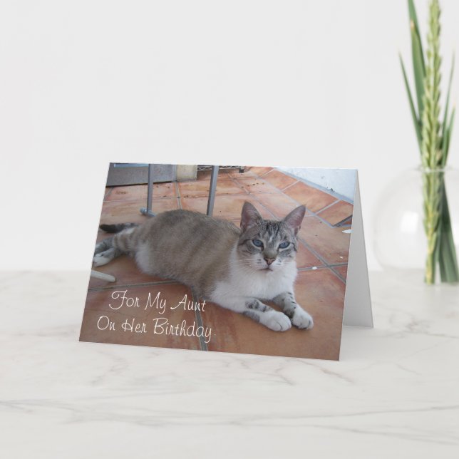 Carte Tante personnalisée Chat Anniversaire (Devant)