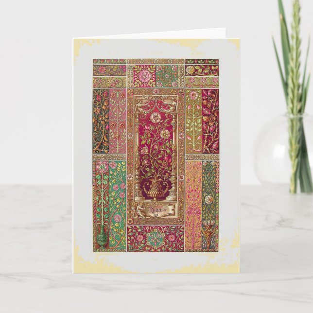 Carte Tapisserie Art nouveau floral look (Devant)