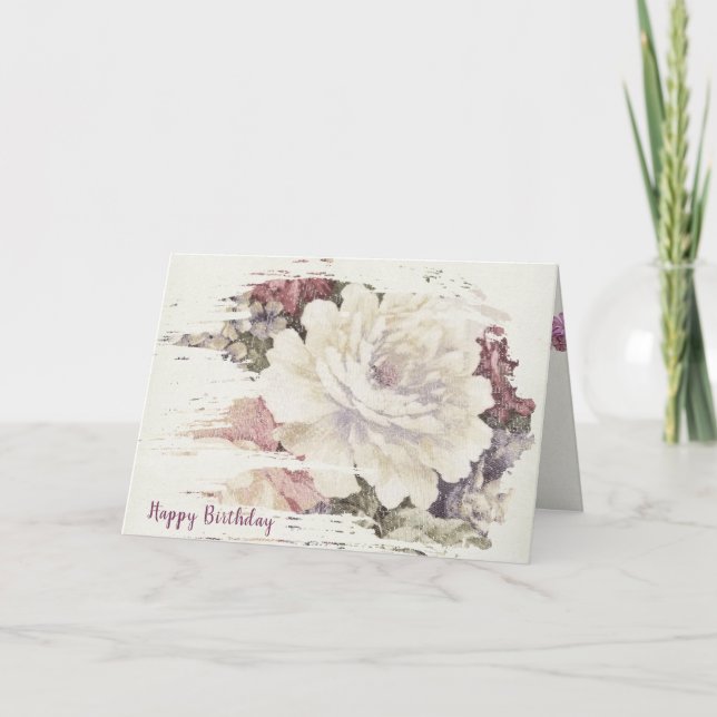 Carte tapisserie rose abstraite encadrée (Devant)