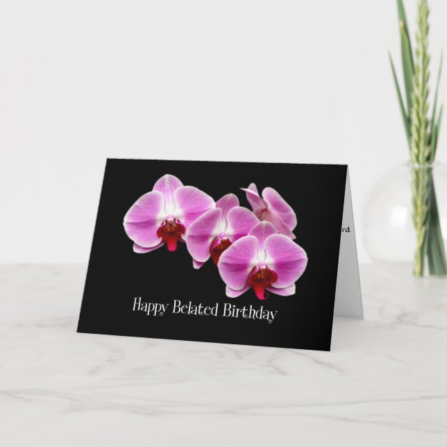 carte tardive d'orchidées de rose d'anniversaire (Devant)