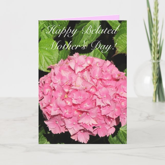 Carte tardive heureuse d'hortensia de rose du jour (Devant)