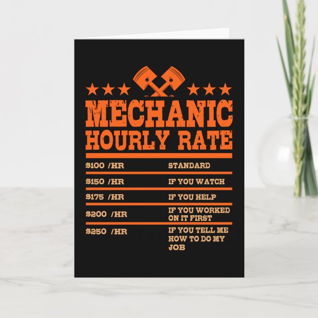 Carte TARIF HORAIRE MÉCANIQUE Funny Voiture Tarifs mécan (Devant)
