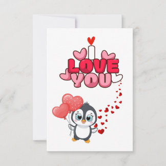 Carte Tarjeta de amor pinguins love