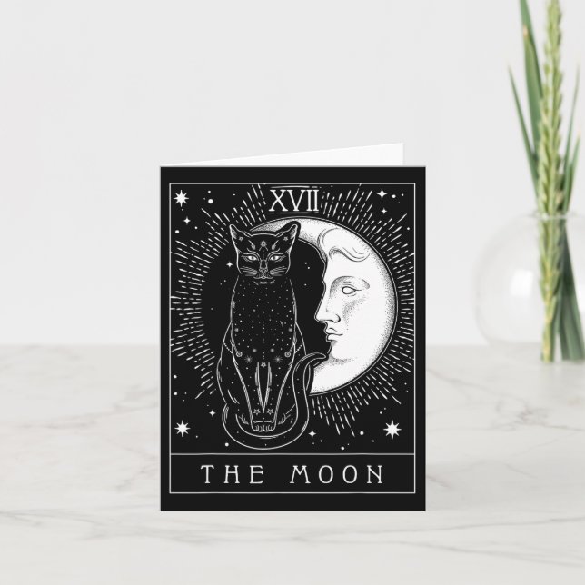 Carte Tarot Crescent Moon Et Cat Graphique (Devant)