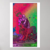 Carte Tarot Force Poster psychédélique