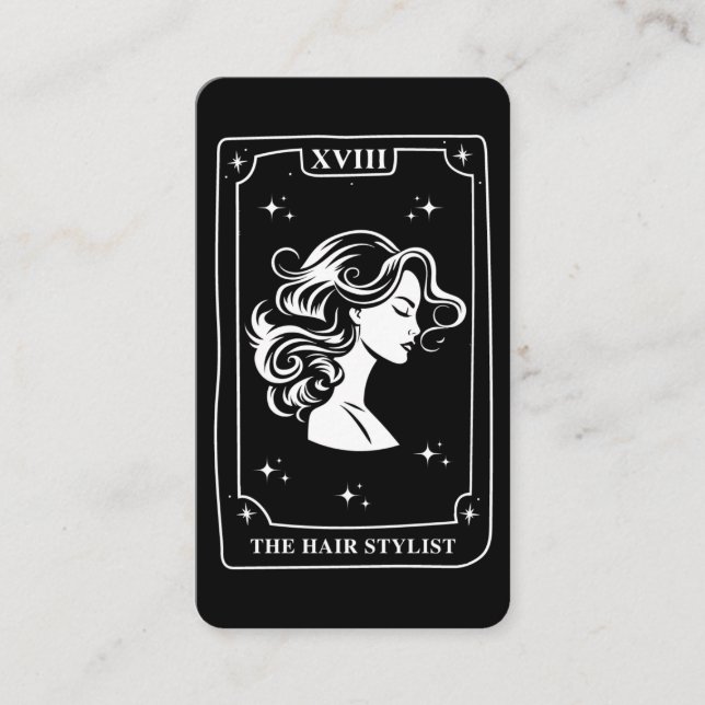 Carte Tarot Mystique Styliste de cheveux noirs et  (Devant)